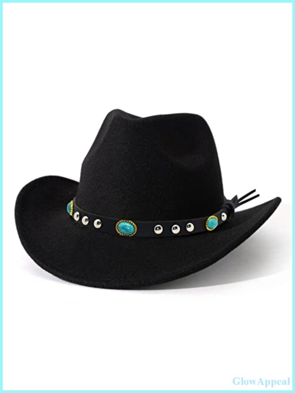 Felt Wide Brim Western Cowboy Hat Unisex Adjustable Cotton Polyester